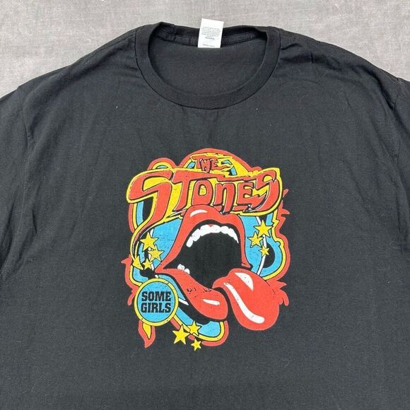 ROLLING STONES T-Shirt size Large Black 'SOME GIRLS' Classic Rock Retro Band Tee - Picture 2 of 8